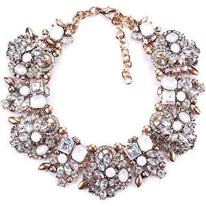 𝅺🆕 Stunning Statement Necklace Colorful Glass Crystal Collar Choker SEXY NWT 👀